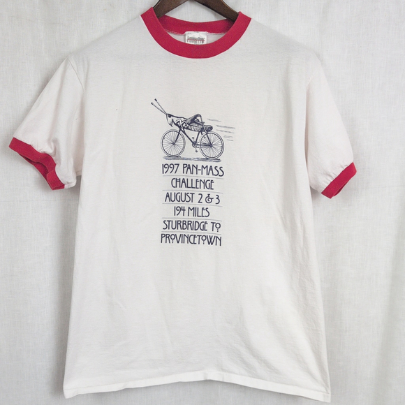 Oneita Other - Vintage 1997 Pan-Mass Challenge Ringer T Shirt Large